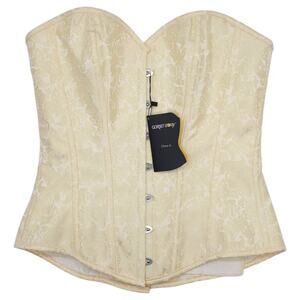 Corset Story Steel Boned Corset Womens UK16 Brocade Strapless Bustier Lace Up